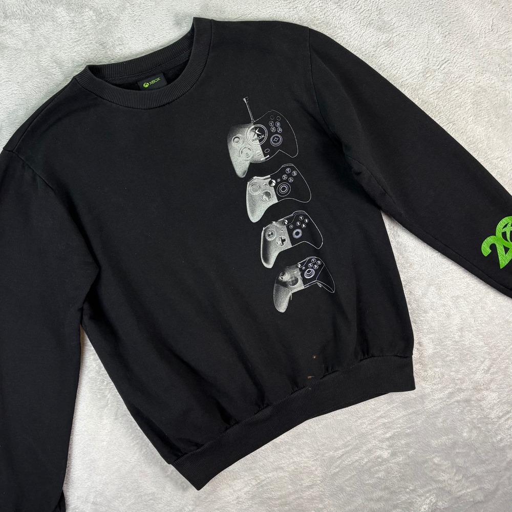 Xbox Men's Graphic Sweatshirt Small Black 20th Anniversary Gaming Controllers